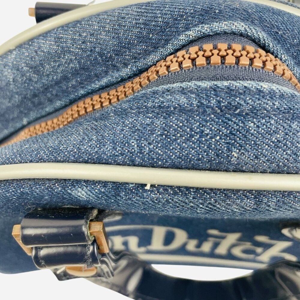 RARE Vintage 2000s Von Dutch Denim Mini Bowling Bag Purse Y2K White Trim Logo - Picture 10 of 13